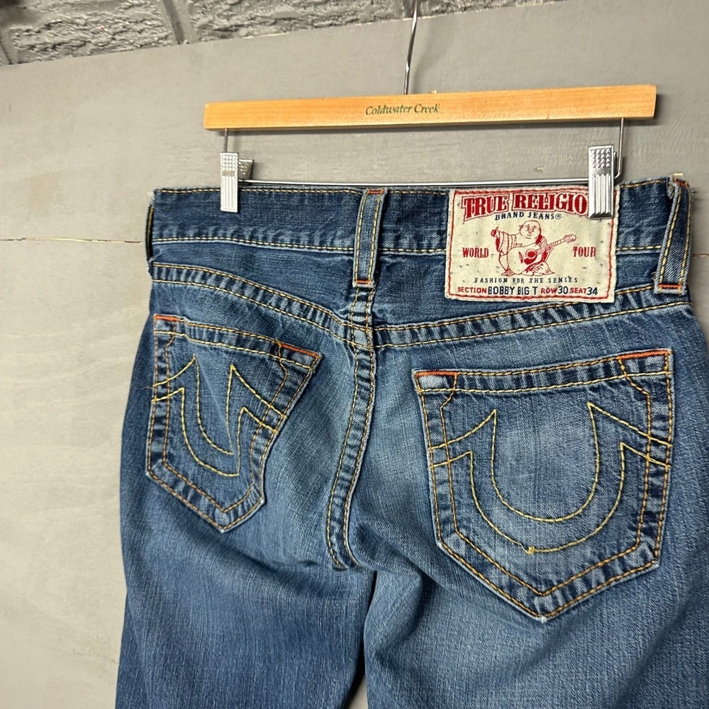 True Religion Bobby Big T Mens Jeans Dark Wash Size 30x34